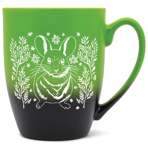 Elanze Designs 12 Ounce Vibrant Two Toned Ombre Ceramic Tea Coffee Cup Mug Green Black Springtime Mouse - 1 of 4