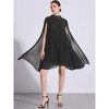 Allegra K Women's Loose Flowy Cloak Sleeve Cape Pleated Chiffon Dress - 4 of 4