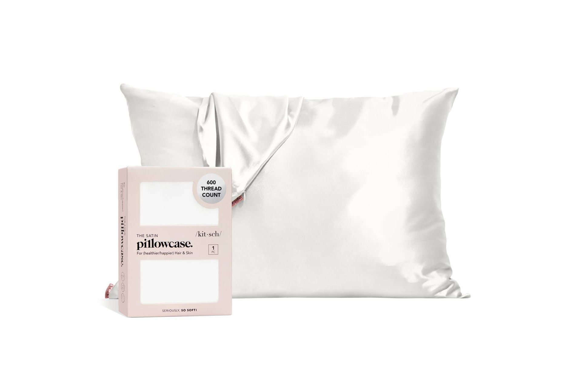 Kitsch Queen Size Satin Standard Pillowcase Thread Count "600" - Ivory