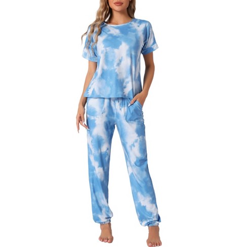 cheibear Women's Soft Tie Dye T-shirt with Pants Pajama Set 2 Pcs - image 1 of 4