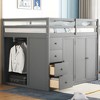 NicBex Full Size Loft Bed Wooden Bed Frame with Wardrobes, Drawers, Lockers, Storage Stairs and Full Length Guardrail, No Box Spring Required - 2 of 4