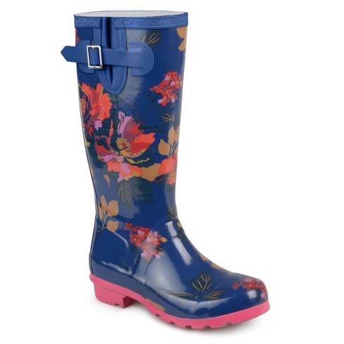 Journee Collection Womens Mist Block Heel Rain Boots, Navy 7.5 : Target