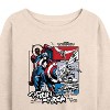 Women's - Marvel - Captain America Ink Grid Lightweight French Terry Wide Neck Long Sleeve Shirt - 2 of 4