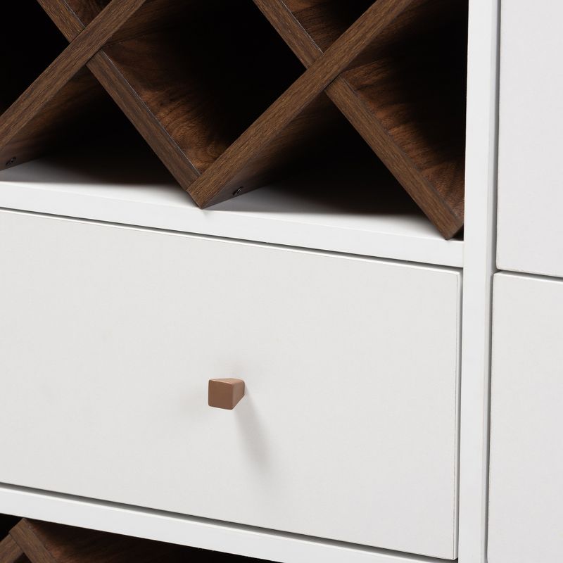 Savino and Walnut Finished Wood Wine Cabinet White/Brown - BaxtonStudio, 3 of 11