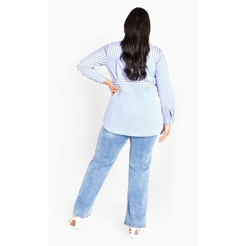 Women's Plus Size Casey Stripe Shirt - blue | AVENUE, 2 of 8
