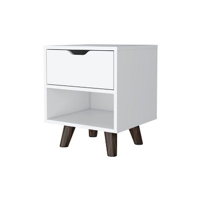 NicBex 15.74 inch Wide Nightstand with 1 Drawer,Modern Side Table with Four Legs and Open Shelf,Bedside Table for Bedroom,Living Room,White/Black