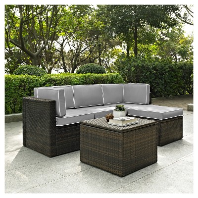 Palm Harbor 5pc All-Weather Wicker Patio Seating Set - Gray - Crosley