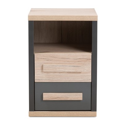Pandora Two-Tone Gray and Oak 2 Drawer Nightstand