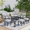 COWLOWN 7 Piece Light Gray Metal Outdoor Patio Set,  Sectional Sofa, High Dining Table, Chair with Cushions for Balcony, Porch and Lawn Areas - 2 of 4
