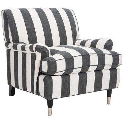 Chloe Black and White Striped Linen Arm Chair
