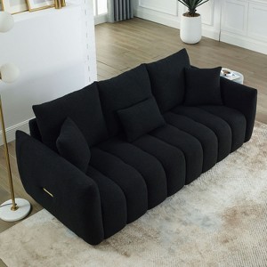 Teddy Sofa Set: 3-Seater + 2 Single Seats with Wooden Frame & 5 Cushions for Modern Living Rooms - 1 of 4