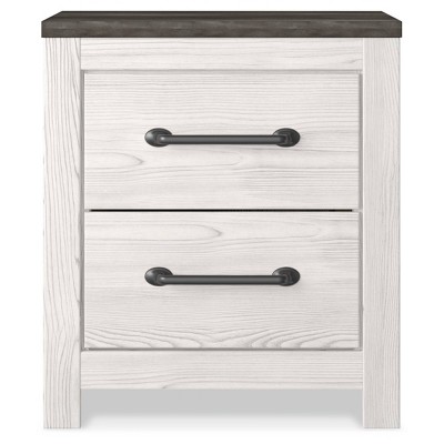 Transitional Gray and White 2-Drawer Nightstand