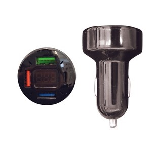 Ciao Tech 12V USB-A 18W 4-Port Car Charger with Voltage LED Display - 3 USB-A, 1 USB-C, 3.0A Quick Charge - 1 of 4