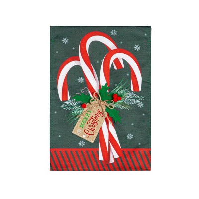 Evergreen Garden Flag Candy Cane Burlap Double Sided Indoor Outdoor Decor 18" x 12.5"
