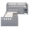 VYNXARIA L-shaped Space-Saving Twin Loft and Twin Platform Bed with 7 Drawers and Full Guardrails(GRAY) - 4 of 4