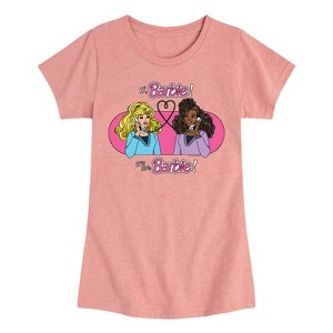 Girls' - Barbie - Phone Call Fitted Short Sleeve Graphic T-Shirt - 1 of 4