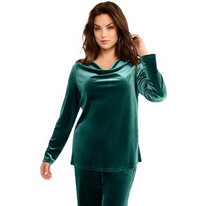 Roaman's Cowl Neck Velour Tee - 1 of 2