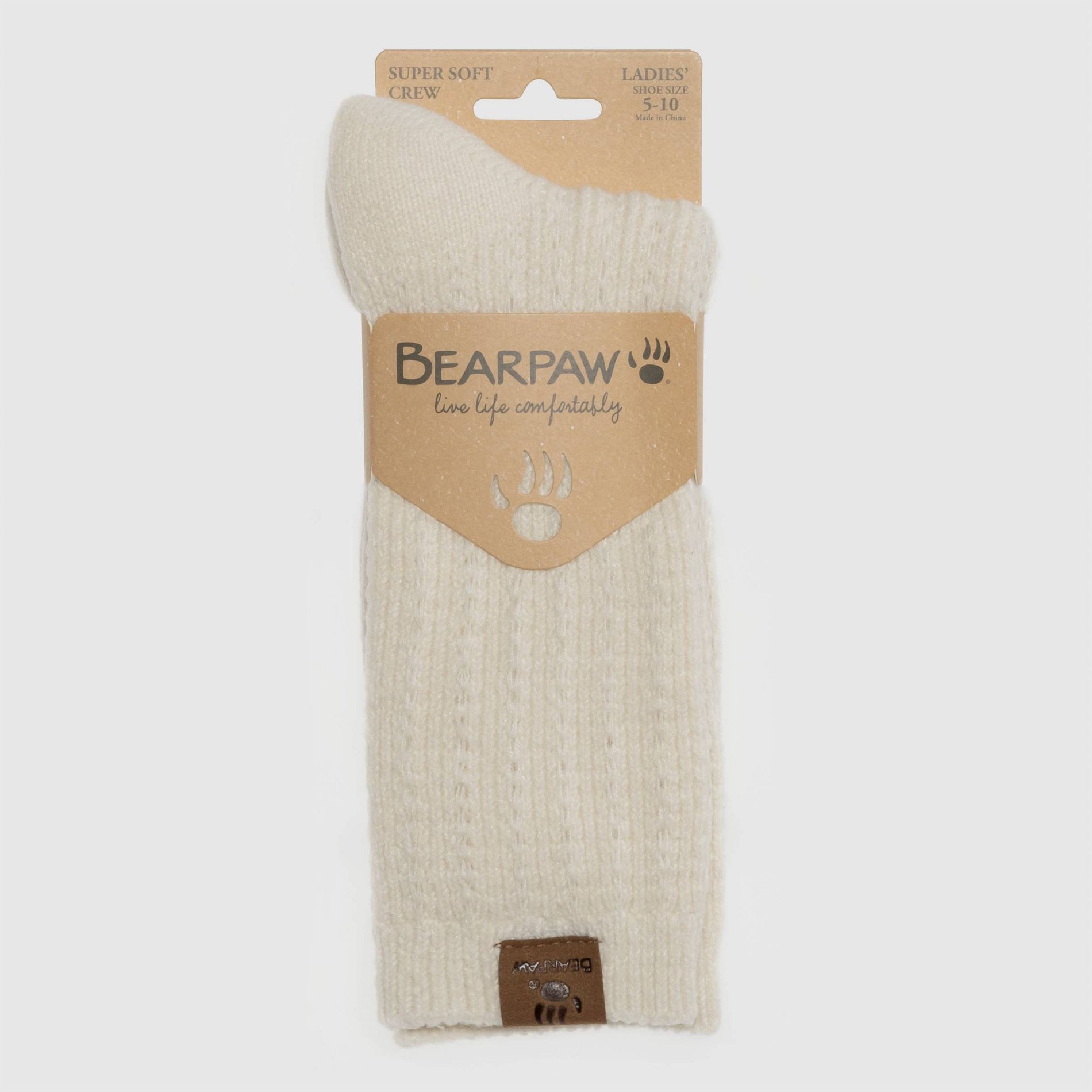 Bearpaw Women's Boot Crew Socks Pointelle 1pk - Egret