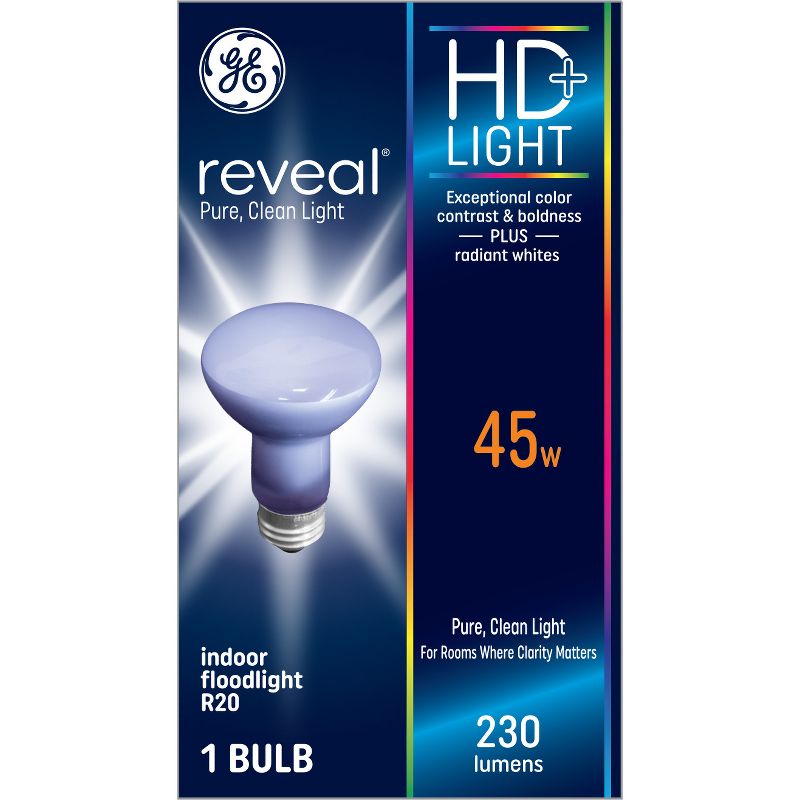 GE Reveal 45w R20 Incandescent Light Bulb, 1 of 5
