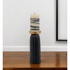 HomeRoots 10" Black And Gold Striped Aluminum Tabletop Pillar Candle Holder - 2 of 4
