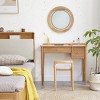 Natural Beech Wood Make Up Accent Bench,Fabric Upholstered Entryway Square Bench,Wooden Bench For Bedroom Dining Room-Cuddlewood - 3 of 4