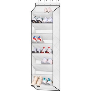 Space-Saving Over-The-Door Organizer with Deep Pockets - Narrow Profile Hanging Rack Stores Boots & Shoes in Minimal Closet Space - 1 of 4