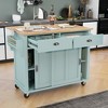NicBex 2 Drawer Rolling Kitchen Island Cart with Sliding Barn Door,Kitchen Island on Wheels with Drop-down Desktop,Island Table for Kitchen - 3 of 3