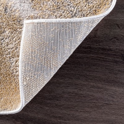 Reversible Gold Abstract Synthetic 25" Rectangular Rug