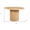 HomeRoots 48" Natural Wood Pedestal Base Round Top Dining Table - 3 of 4
