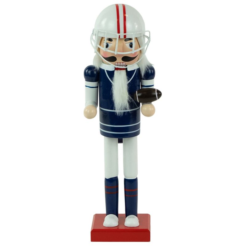 Northlight 14" Red and White Wooden Christmas Nutcracker Football Player, 1 of 6