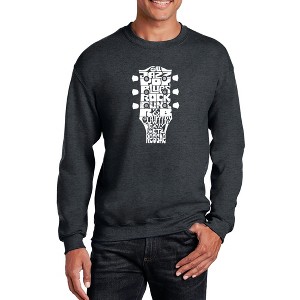 LA Pop Art Men's Word Art Crewneck Sweatshirt - Guitar Head Music Genres - 1 of 4