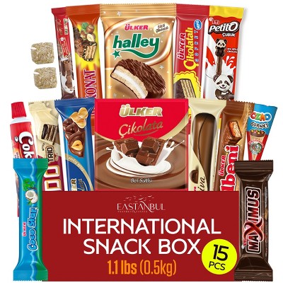 Eastanbul International Snack Box, 15 Chocolate Assortment Bars, 1.1lb
