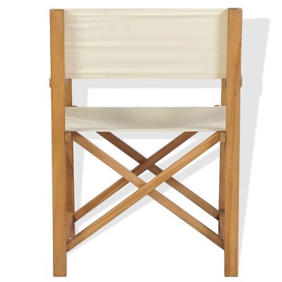 Teak Wood Folding Director's Chair with Cream Canvas