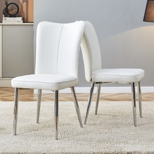 NicBex Modern Faux Leather Dining Chairs, Comfy Thickened Backrest & Metal Legs Side Chairs for Kitchen Office Bedroom - 1 of 4