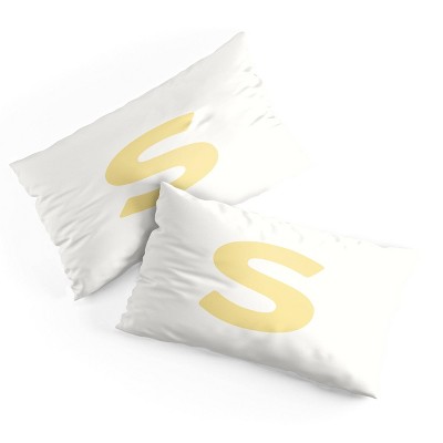 Deny Designs King April Lane Art Block Yellow Monogram S Microfiber Printed Pillow Sham