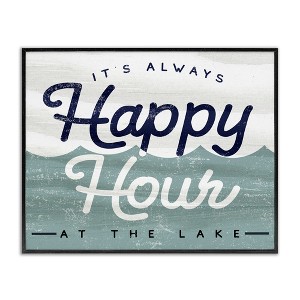 Stupell Industries Always Happy Hour Vintage Lake House Wave Signage, 24" x 30" - 1 of 4