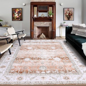 GAOMON Vintage Area Rug Washable Floral Rug Low Pile Non-Slip Rugs for Living Room Bedroom - 1 of 4