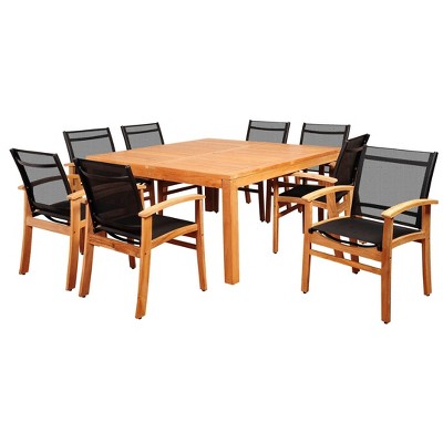 Sunset View 9pc Patio Teak Wood Square Dining Set - International Home Miami