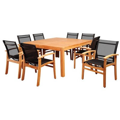 Sunset View 9pc Patio Teak Wood Square Dining Set - International Home Miami