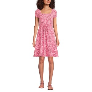 Lands' End Women's Cotton Modal Smocked Waist Dress - 1 of 4