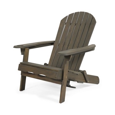 GlasFlength Patio Seating Sets Outdoor Folding Chair, Adirondack Chairs Lounge Lawn Chair for Garden, Poolside, Deck, Gray 30.25"*35.75"*34.25"