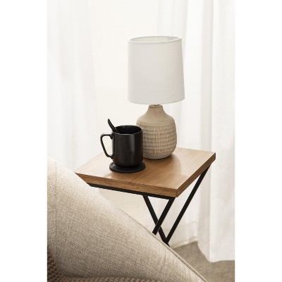 Rustic Brown Wood and Metal X-Base Accent Table