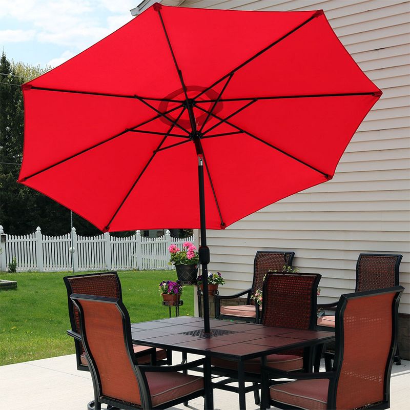 Sunnydaze Outdoor Aluminum Patio Table Umbrella with Polyester Canopy and Push Button Tilt and Crank - 9', 4 of 24