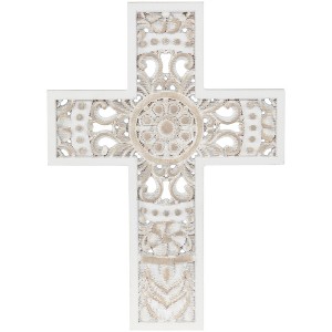 Northlight Embossed Cut-Out Cross Wall Decoration - 11.75" - Antique Cream - 1 of 4