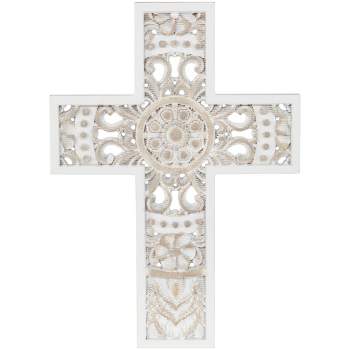 Northlight Embossed Cut-Out Cross Wall Decoration - 11.75" - Antique Cream