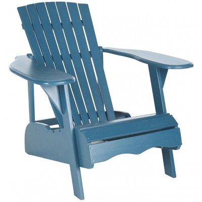 Transitional Teal Acacia Wood Arm Chair with Wide Rest