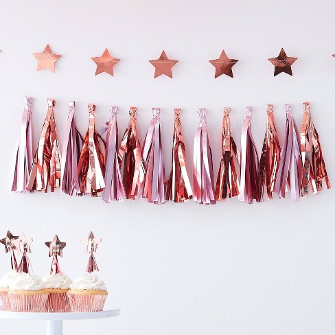 Beistle Metallic & Tissue Tassel Garland - pink