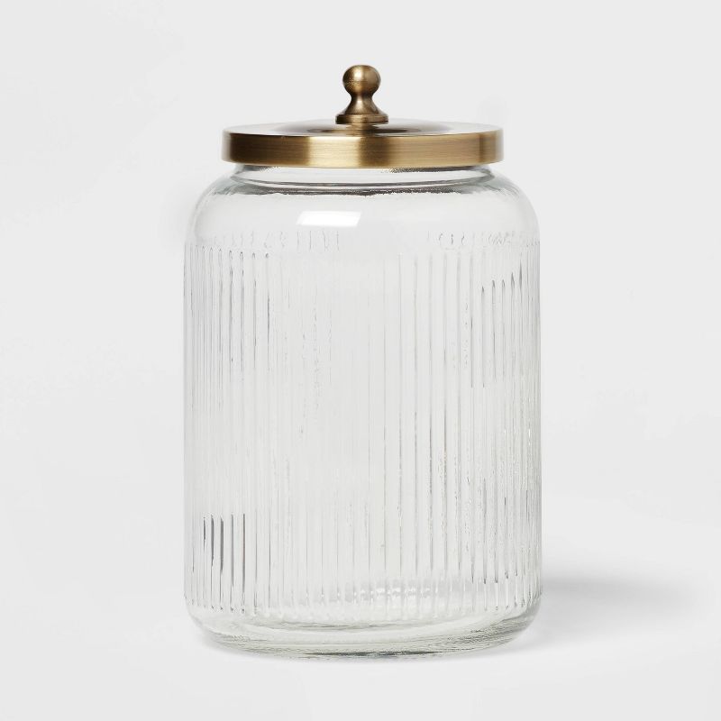 Large Bath Glass Canister Brass - Threshold&#8482;, 1 of 12