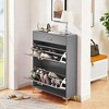 Shoe Storage Cabinet with 2 Flip Drawers, Freestanding Shoe Organizer with Storage Drawer, Modern Hidden Slim Narrow Shoe Rack Cabinet - 2 of 4