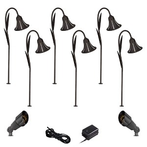 John Timberland Tulip 27" High Country 10-Piece Outdoor Landscape Path and Spot Light Set Porch House LED Bulb Dusk To Dawn Black Dark Rust Finish - 1 of 4
